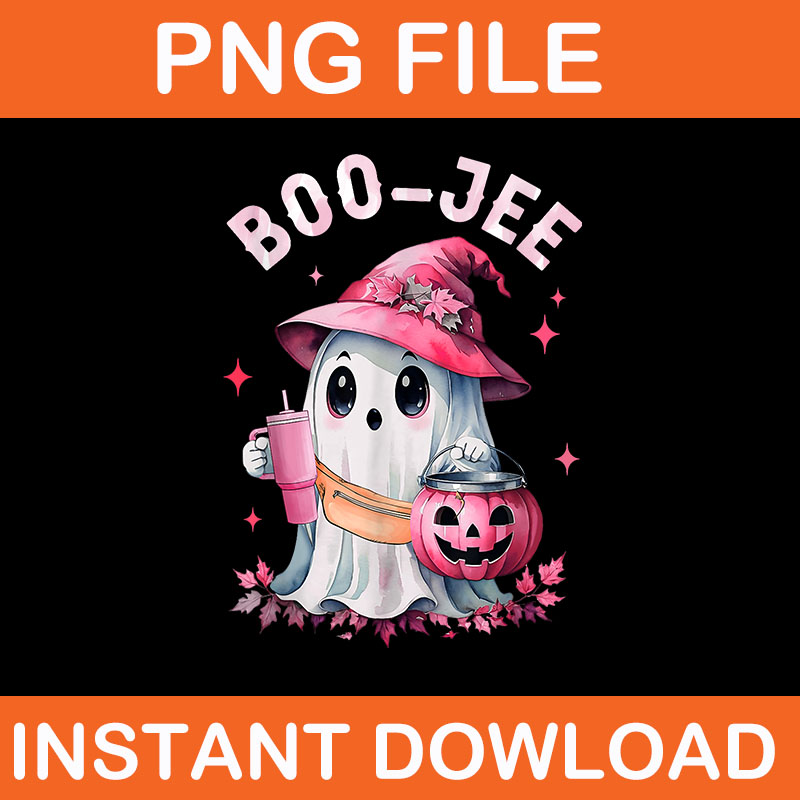 Boujee Boo Jee Spooky Ghost Pink Halloween Pumpkin PNG