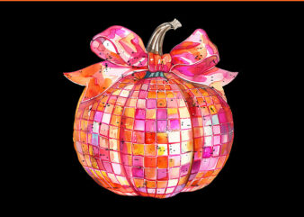 Coquette Pumpkin Patch Disco PNG, Ball Pumpkin Bow Aesthetic Girl PNG