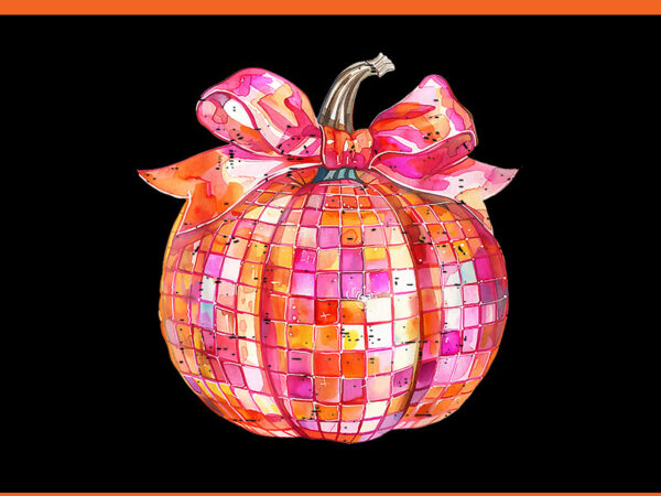 Coquette pumpkin patch disco png, ball pumpkin bow aesthetic girl png t shirt vector file