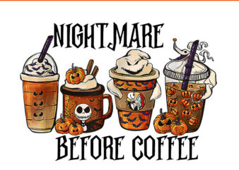 Nightmare Before Coffee Halloween PNG T shirt vector artwork