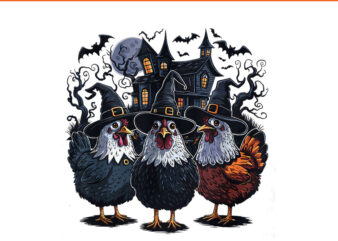 Witch Spooky Chicken Halloween PNG t shirt design for sale