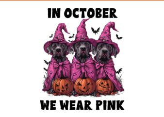 In October We Wear Pink Great Dane Halloween Breast Cancer PNG