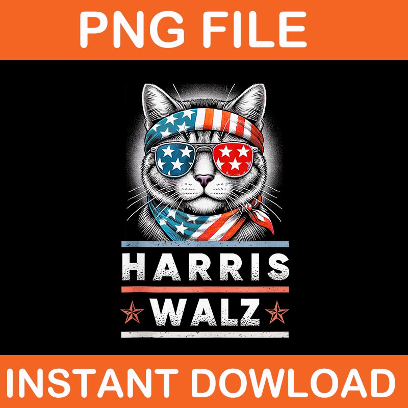 Bundle Kamala Harris 2024 PNG, Harris Walz’24 Cat PNG