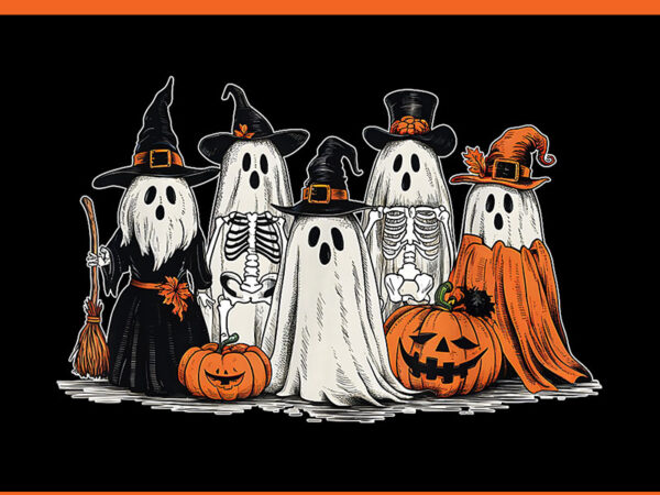 Ghost and friends in costumes fall season halloween png t shirt design template