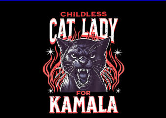 Childless Cat Lady For Kamala Harris 2024 PNG