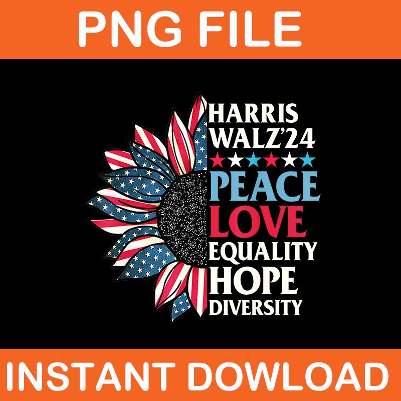 Harris Waltz Peace Love Equality Hope Diversity PNG