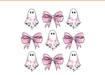 Coquette Bow Halloween Floral Ghost Boo PNG