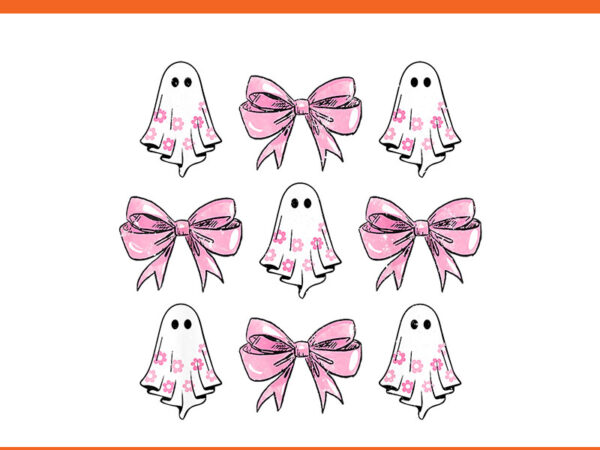 Coquette bow halloween floral ghost boo png t shirt vector file