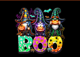 Groovy Boo Gnomes Jack O Lantern Spooky Halloween PNG t shirt design template