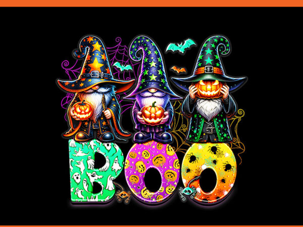 Groovy boo gnomes jack o lantern spooky halloween png t shirt design template