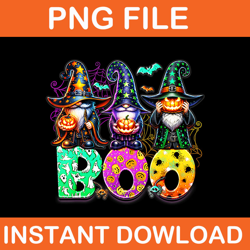 Groovy Boo Gnomes Jack O Lantern Spooky Halloween PNG