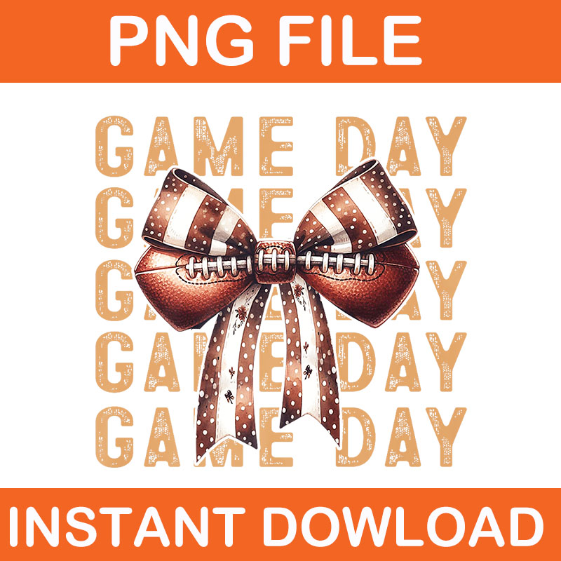 Coquette Bow Football PNG, Game Day Coquette Bow Football PNG