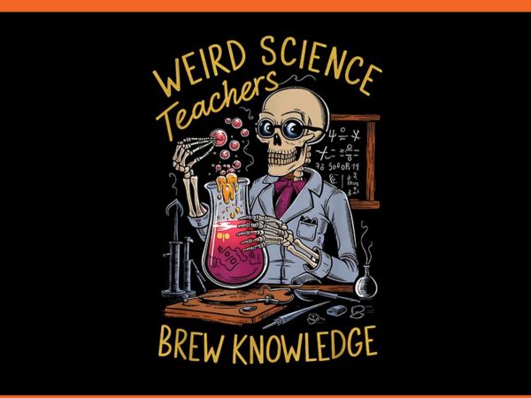 Weird science brew knowledge skeleton halloween teachers png t shirt design for sale