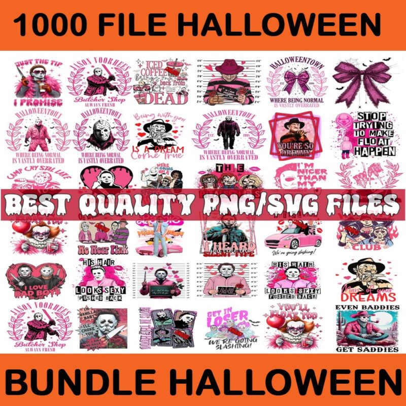 Bundle Horror Friend Movie Halloween PNG, Pink Ghost Halloween PNG, Pink Ghost Horror Friend PNG