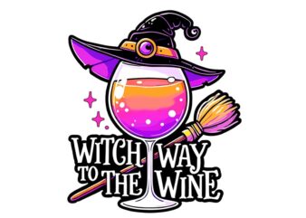 Witch Way To The Wine PNG, Halloween Witch Hat PNG