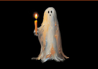 Halloween Ghost Holding Candle Spooky PNG