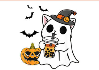 Ghost Drinking Coffee Halloween PNG, Ghost Ice Coffee Halloween PNG t shirt design template