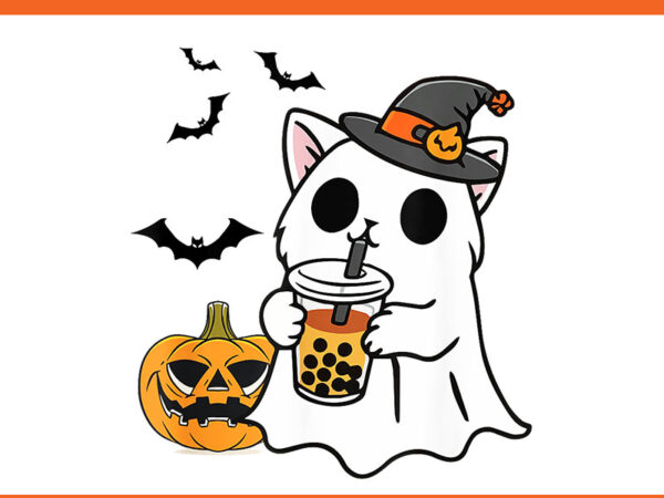 Ghost drinking coffee halloween png, ghost ice coffee halloween png t shirt design template