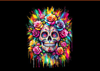 De Los Muertos Day Of the Dead Sugar Skull Halloween PNG t shirt vector illustration