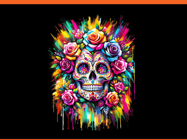 De los muertos day of the dead sugar skull halloween png t shirt vector illustration