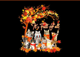 It’s Fall Y’all Cat PNG, Cat Autumn Leaves Kitten Lover PNG t shirt design for sale