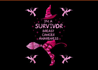 Witch I’m A Survivor Halloween Breast Cancer Awareness PNG