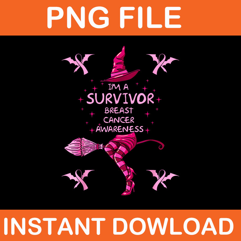 Witch I’m A Survivor Halloween Breast Cancer Awareness PNG