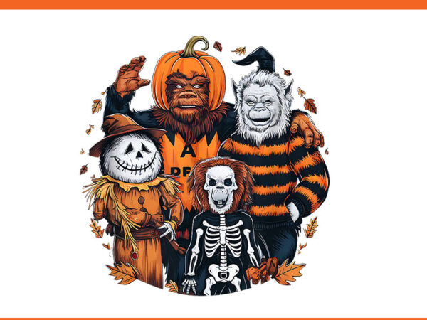 Monsters and friends fall season halloween png t shirt designs for sale