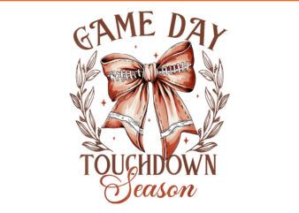 Game Day Touchdown Season PNG, Coquette Bow Leopard Football Game Day Touchdown Season PNG t shirt design template