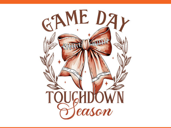 Game day touchdown season png, coquette bow leopard football game day touchdown season png t shirt design template