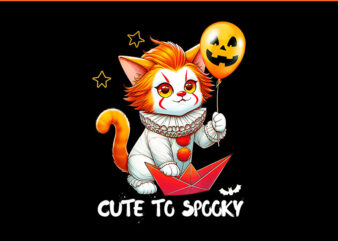 Clown Cute To Spooky Cat Halloween PNG t shirt vector file