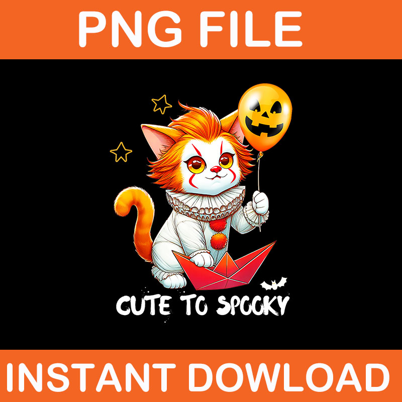 Clown Cute To Spooky Cat Halloween PNG