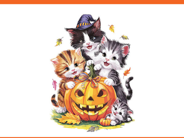 Cat pumpkin halloween floral spooky season png t shirt vector file