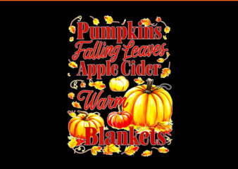 Pumpkins Falling Leaves Apple Cider Warm Blankets PNG