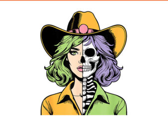 Cowgirl Skeleton Halloween PNG