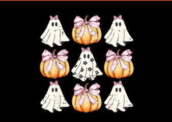 Coquette Bow Pumpkin Halloween Ghost Spooky Season PNG