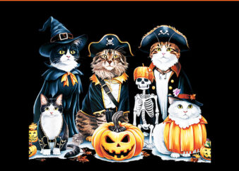 Cats In Costumes Fall Season Halloween PNG t shirt vector file