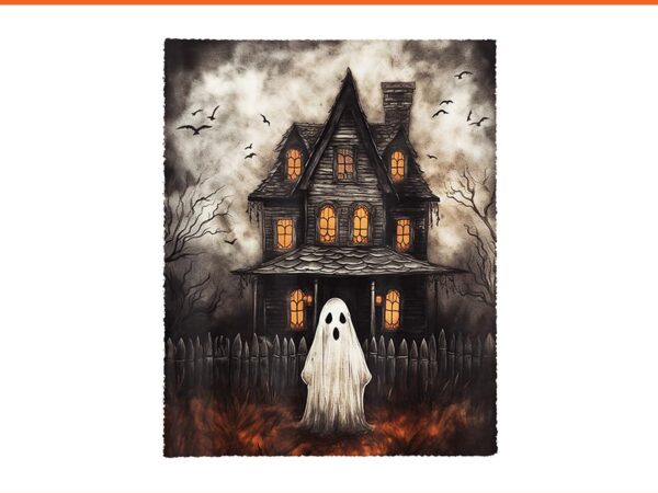 Ghost haunted house midnight halloween spooky png t shirt design template