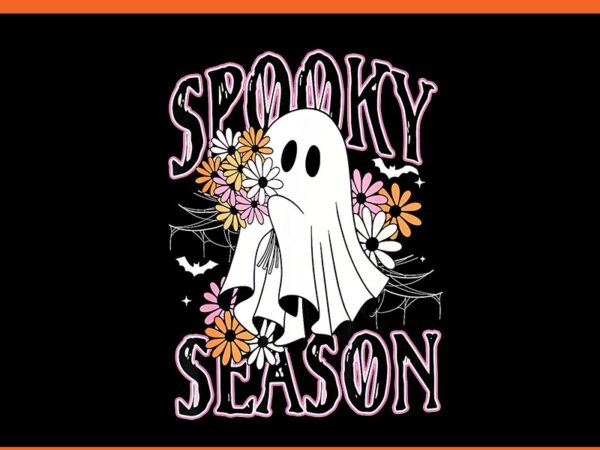 Spooky season ghost halloween floral png t shirt template vector