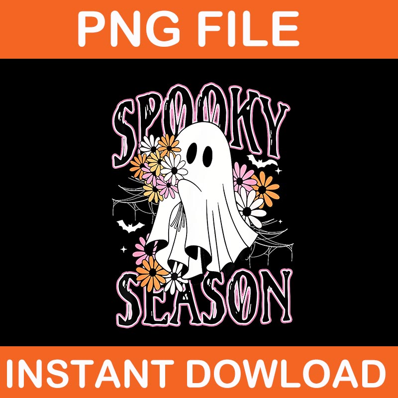 Spooky Season Ghost Halloween Floral PNG