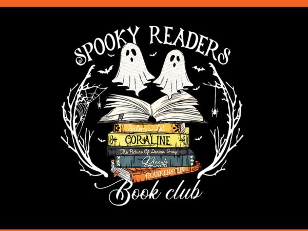 Spooky readers book club teacher ghost halloween png t shirt template vector