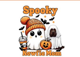 Spooky Newfie Mom Brown Newfoundland Dog Ghost Halloween PNG