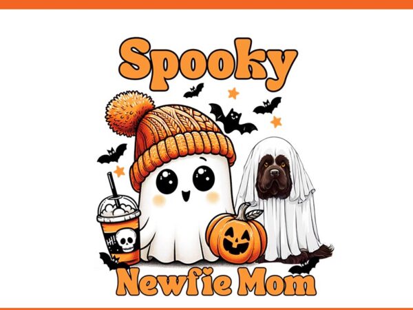 Spooky newfie mom brown newfoundland dog ghost halloween png t shirt template vector