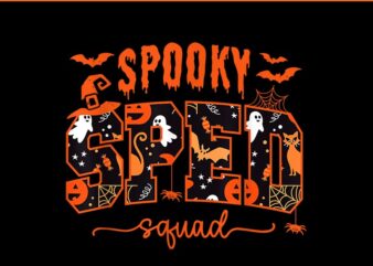 Spooky Sped Squad Team Special Education Teacher Halloween PNG t shirt template vector