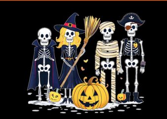 Skeletons And Friends Fall Season Halloween PNG t shirt template vector