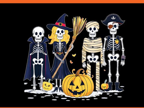 Skeletons and friends fall season halloween png t shirt template vector