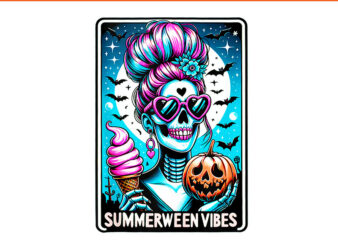 Summerween Vibes Skeleton Ice Cream PNG t shirt template vector