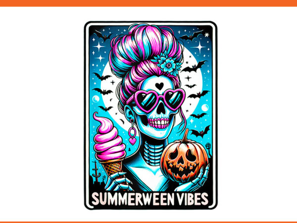 Summerween vibes skeleton ice cream png t shirt template vector