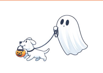 Ghost Walking Dog PNG, Ghost Dog Halloween Night PNG t shirt design template