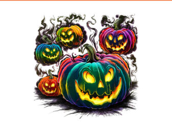 Colorful Pumpkin Ghosts Jack O Lantern Halloween PNG t shirt vector file